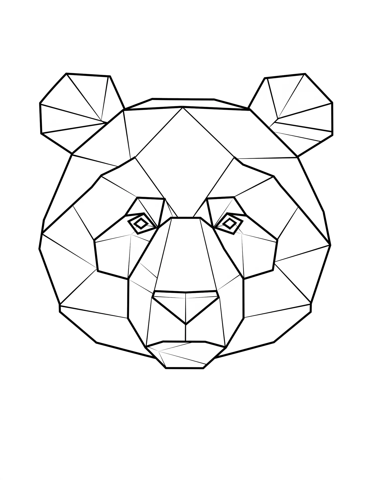 Panda Polygonal, Coloriage géométrique à imprimer gratuitement